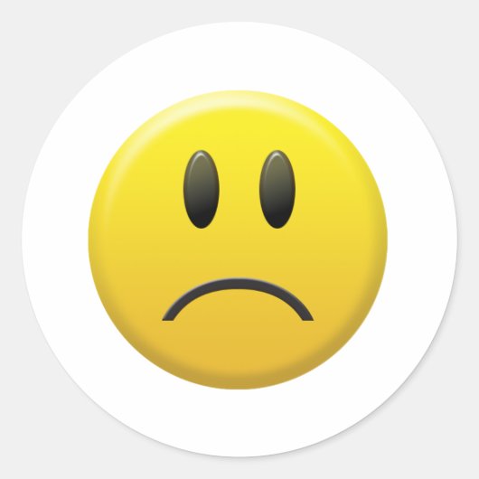 Sad Face Ronde Sticker (Voorkant)