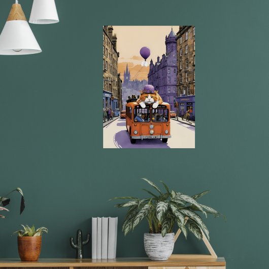 Sad Fat Cat Sentimental Animal Art Poster (Woonkamer 1)