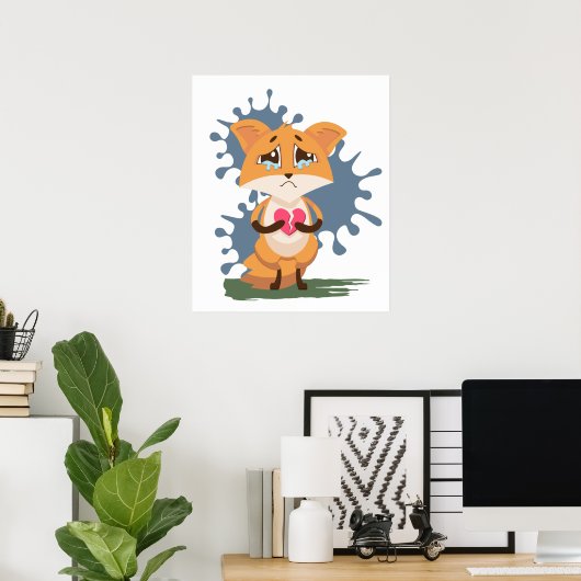 Sad Fox met een gebroken hart Poster (Thuiskantoor)