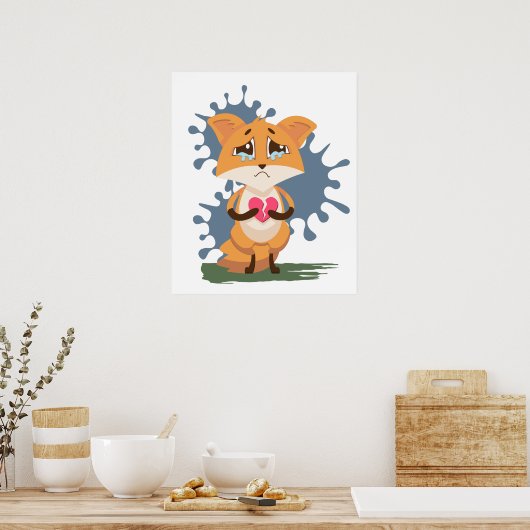 Sad Fox met een gebroken hart Poster (Keuken)
