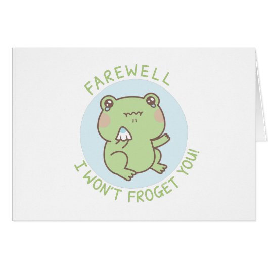 Sad Frog I Wont Froget You Farewell Wenskaart (Voorkant Horizontaal)