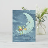 Sad Frog on Moon Flat Holiday Card Feestdagenkaart (Staand voorkant)