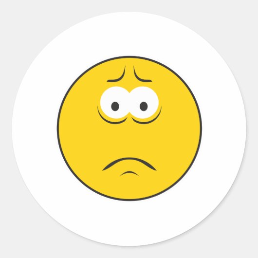 Sad Frowning Face Ronde Sticker (Voorkant)
