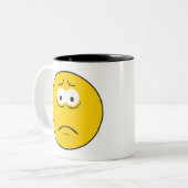 Sad Frowning Face Tweekleurige Koffiemok (Voorkant links)