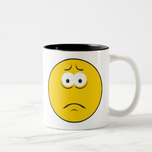 Sad Frowning Face Tweekleurige Koffiemok