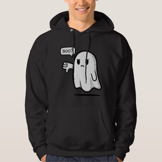 Sad Ghost Saying “Boo?” Front Print Funny Cute H Hoodie (Voorkant)