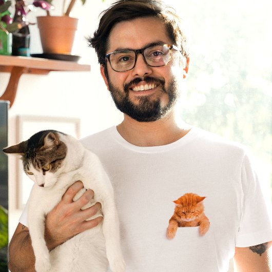 Sad Ginger Cat Kat Pocket T-shirt