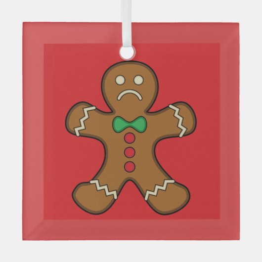 Sad GingerBrooMan Glas Ornament (Voorkant)