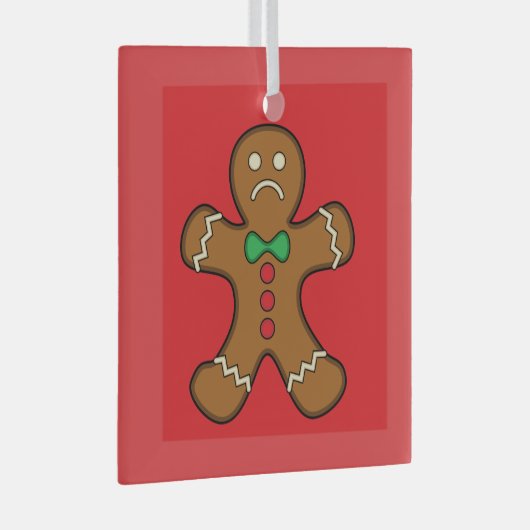 Sad GingerBrooMan Glas Ornament (Voorkant Rechts)