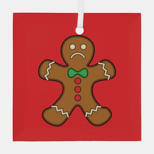Sad GingerBrooMan Glas Ornament (Achterkant)