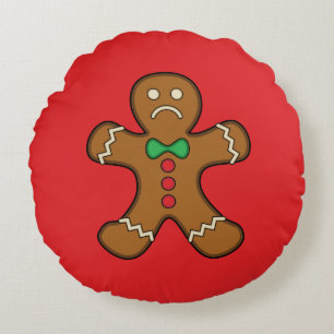Sad GingerBrooMan Rond Kussen
