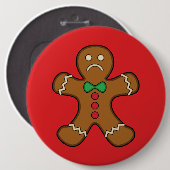 Sad GingerBrooMan Ronde Button 6,0 Cm (Voorkant /achterkant)