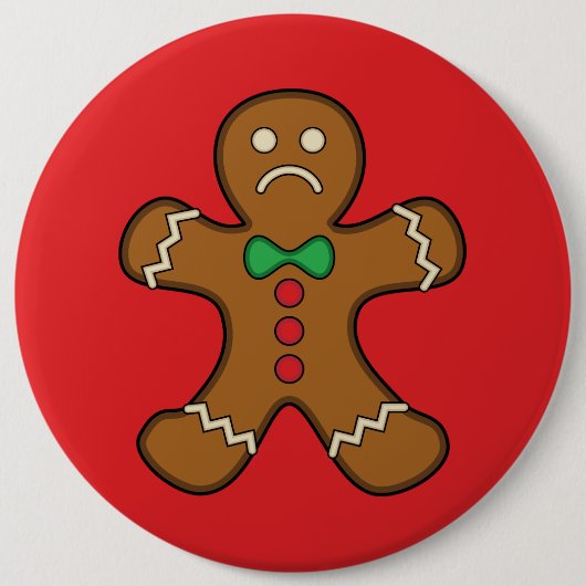 Sad GingerBrooMan Ronde Button 6,0 Cm (Voorkant)