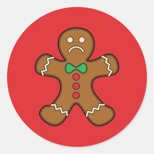 Sad GingerBrooMan Ronde Sticker (Voorkant)
