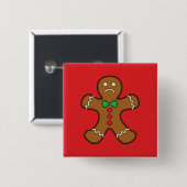 Sad GingerBrooMan Vierkante Button 5,1 Cm (Voorkant /achterkant)