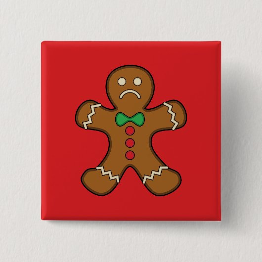 Sad GingerBrooMan Vierkante Button 5,1 Cm (Voorkant)