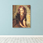 Sad Girl and Dead Goldfinch Bird (Herinnering aan  Canvas Afdruk (Insitu (Houten vloer))