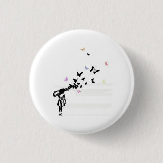 Sad girl en vlinder ronde button 3,2 cm