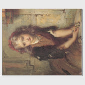 Sad Girl met een dode Goldfinch-vogel (Pet Sympath Cadeaupapier (Vlak)