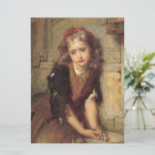 Sad Girl met een dode Goldfinch-vogel (Pet Sympath Kaart (Staand voorkant)