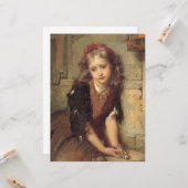 Sad Girl met een dode Goldfinch-vogel (Pet Sympath Kaart (Voorkant / Achterkant in situ)