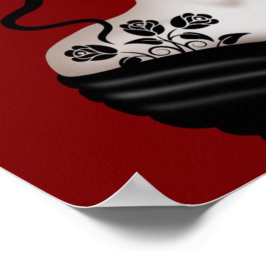 Sad Girl met rode rozen Poster (Hoek)