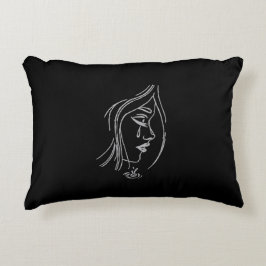 Sad Girl Pillow in Black Decoratief Kussen