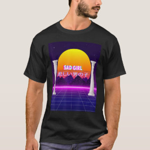 Sad Girl Retro Sunset Vaporwave Aesthetic Ndie Sad T-shirt