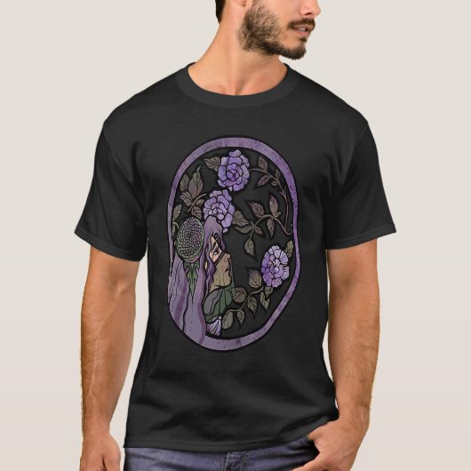 Sad Goddess Purple Roses artwork T-shirt (Voorkant)