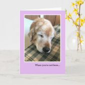Sad Golden Retriever met hoofd Miss You Kaart (Gele Bloem)