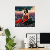 Sad Gothic Girl die buiten Poster zit (Thuiskantoor)