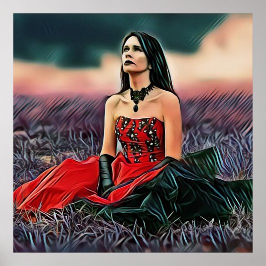 Sad Gothic Girl die buiten Poster zit (Voorkant)