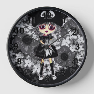 Sad Gothic Girl - Kawaii Chibi cartoon Grote klok