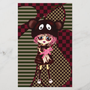 Sad Gothic Girl, Kawaii chibi met teddybeer Briefpapier