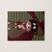 Sad Gothic Girl, Kawaii chibi met teddybeer Legpuzzel (Horizontaal)