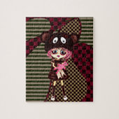 Sad Gothic Girl, Kawaii chibi met teddybeer Legpuzzel (Verticaal)