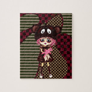 Sad Gothic Girl, Kawaii chibi met teddybeer Legpuzzel