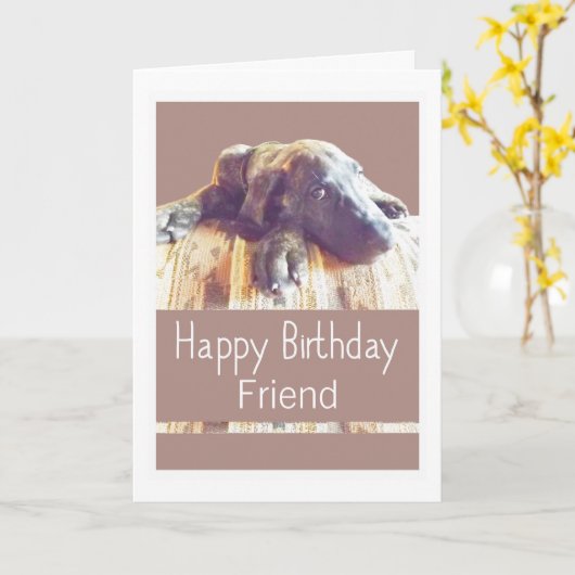 Sad Great Dane Puppy Dog Funny Age Friend Kaart (Gele Bloem)