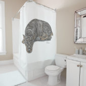 Sad Guilty look Doberman Douchegordijn (In situ)