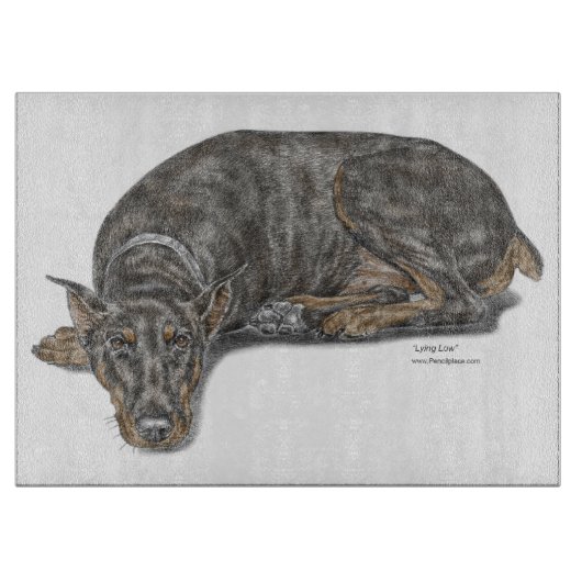 Sad Guilty look Doberman Snijplank (Voorkant)