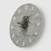 Sad Harbour-zegel in de Rain Wildlife Art Grote Klok (Hoek)