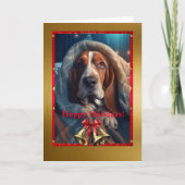 Sad Hound Christmas, 5 "x 7" gevouwen Wenskaart Kaart (Voorkant)