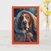 Sad Hound Get Well, 5" x 7" gevouwen Wenskaart Kaart (Gele Bloem)