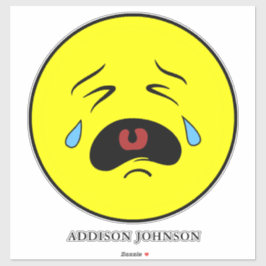 Sad huilen tranen Emoji geel gezicht Voeg naam 14" Sticker