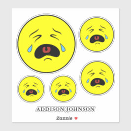 Sad huilen tranen geel gezicht Collectie naam 8" Sticker