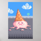Sad Ice Cream Cone Pixel Art Poster (Voorkant)