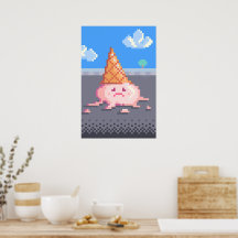 Sad Ice Cream Cone Pixel Art