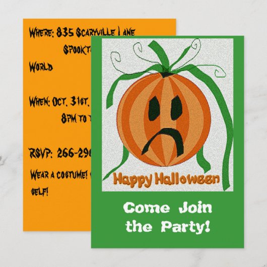  Sad Jack o' Lantern Kaart (Voorkant / Achterkant)