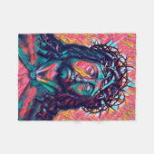Sad Jezus Christus Face Thorn Abstracte kunst Fleece Deken (Voorkant (Horizontaal))