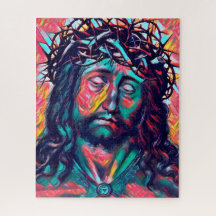 Sad Jezus Christus Face Thorn Abstracte kunst
